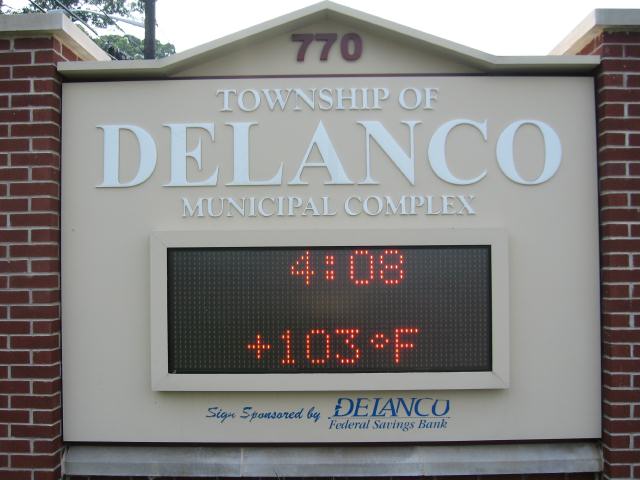 Hot Enough For You? This picture was take on June 26th when the temperature registered 103 degrees on the Township Sign, in sharp contrast to the photos above.